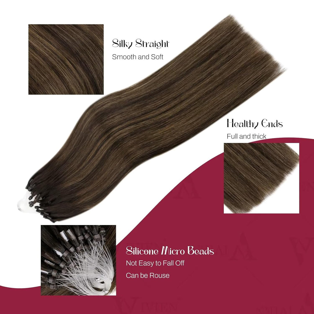 Vivien Remy Extensions Microring Echthaar Braun Microrings Extensions Echthaar Balayage Dunkelstes B