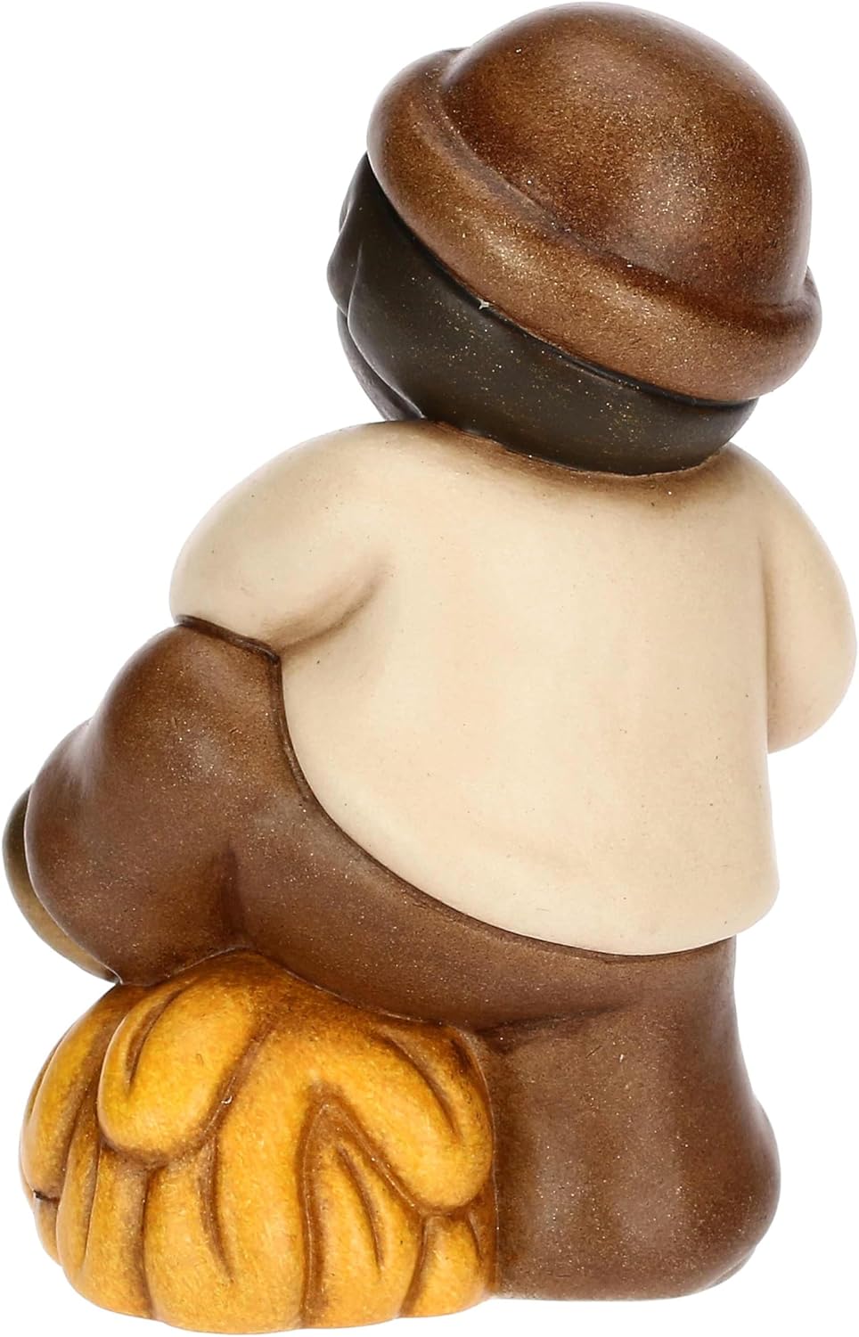 THUN, Mann mit Gabel und Heu aus hochwertiger Keramik, Kollektion Klassische Krippe, Weihnachtskripp