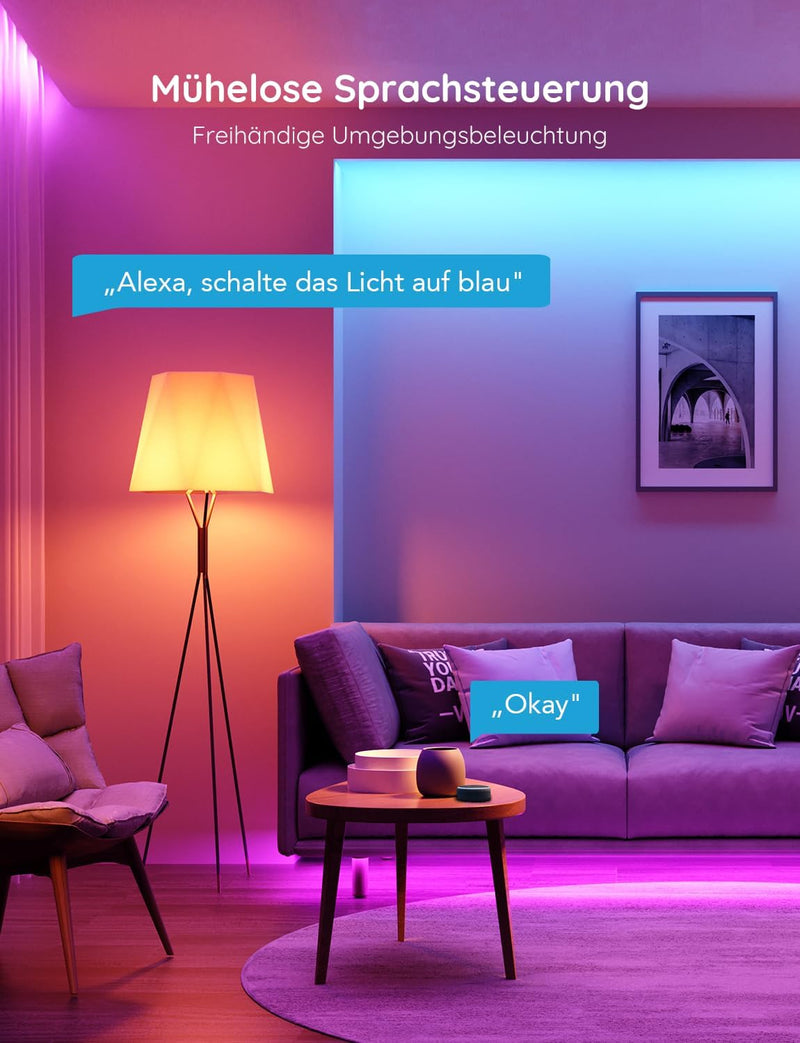 Govee LED Strip Smart RGB WiFi LED Streifen, Lichterkette Band App Steuerung WLAN mit Alexa und Goog