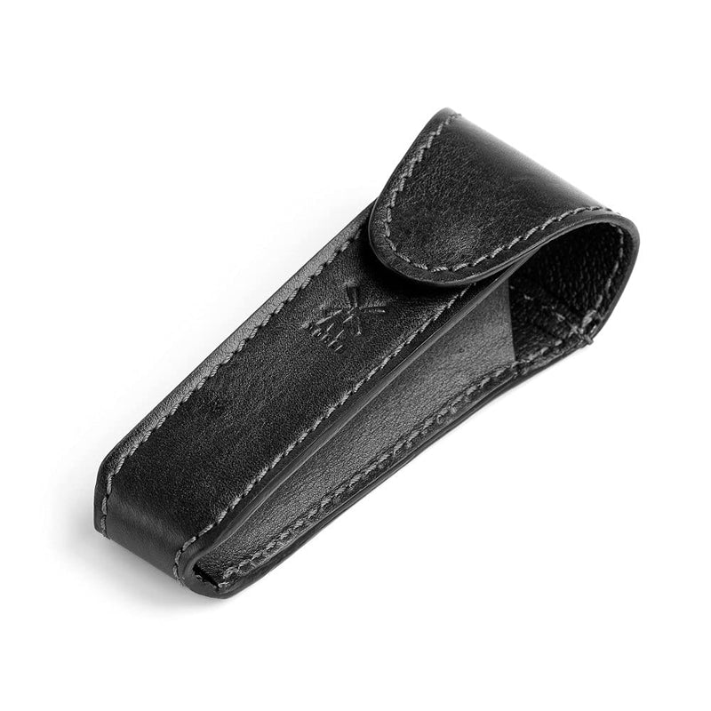 MÜHLE Travel Reisetasche - Reiseetui für traditionellen Rasierhobel aus schwarzem Echtleder - Floren