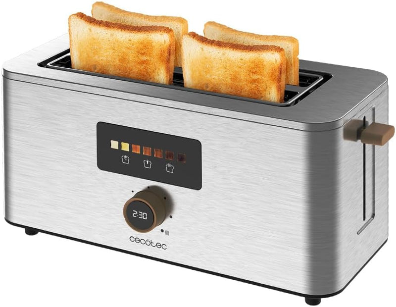 Cecotec Vertikaler Toaster mit 2 Langschlitzen Touch&Toast Extra Double, 1500 W, 4 Scheiben Brot, Ex