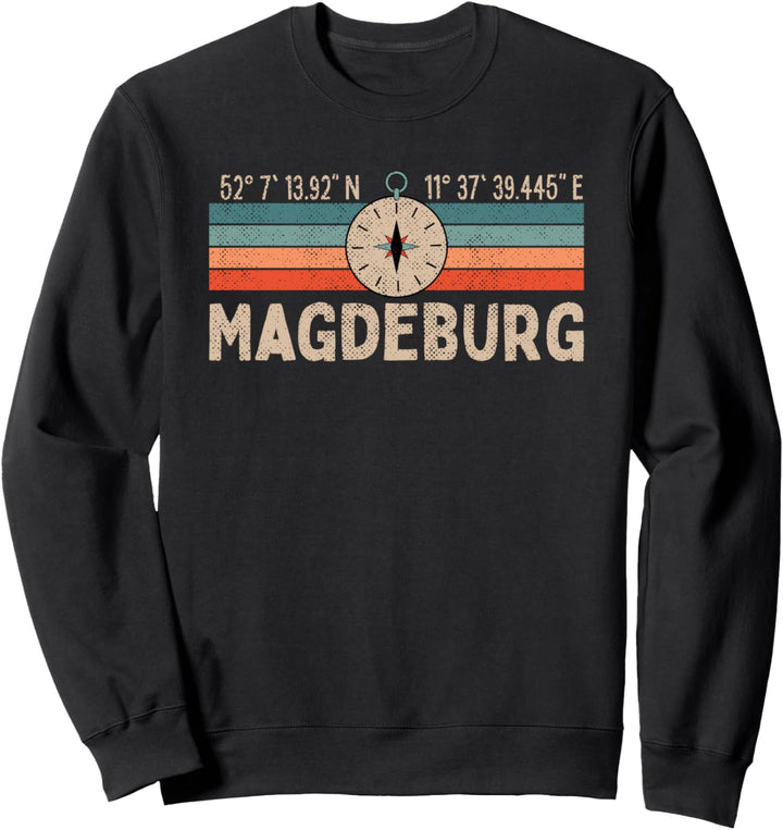 Vintage Magdeburg Kompass Retro Heimatstadt Sweatshirt
