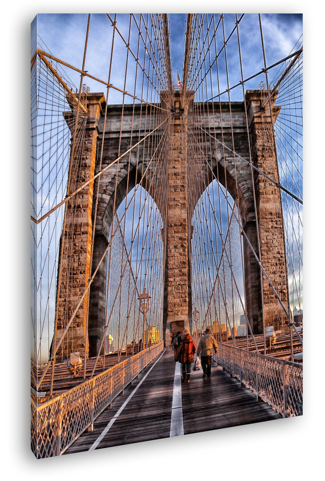 deyoli gigantische Brooklyn Bridge im Format: 80x60 als Leinwandbild, Motiv fertig gerahmt auf Echth