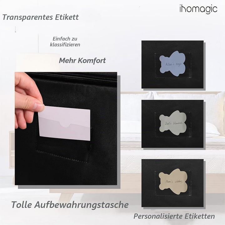 2er Grosse Unterbettkommode, Unterbett Aufbewahrungstasche mit Griffe und Reissverschluss, Faltbare