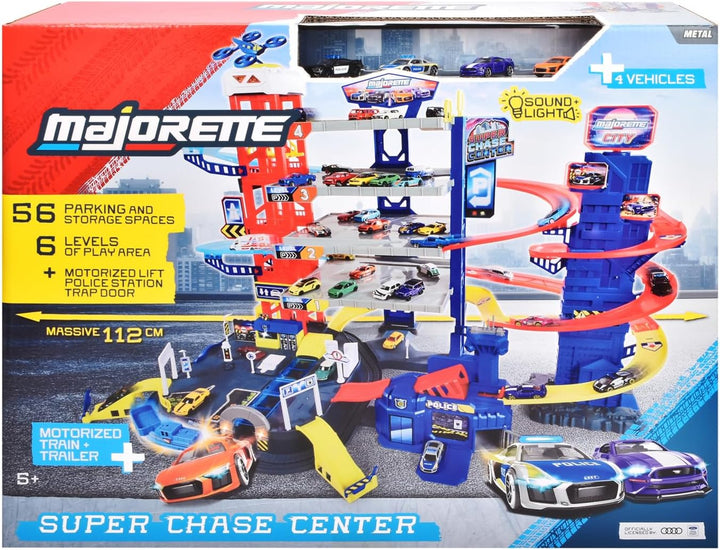 Majorette – Super Chase Center - Parkhaus mit 5 Etagen, mit Verfolgungsjagd, Parkgarage für Kinder a