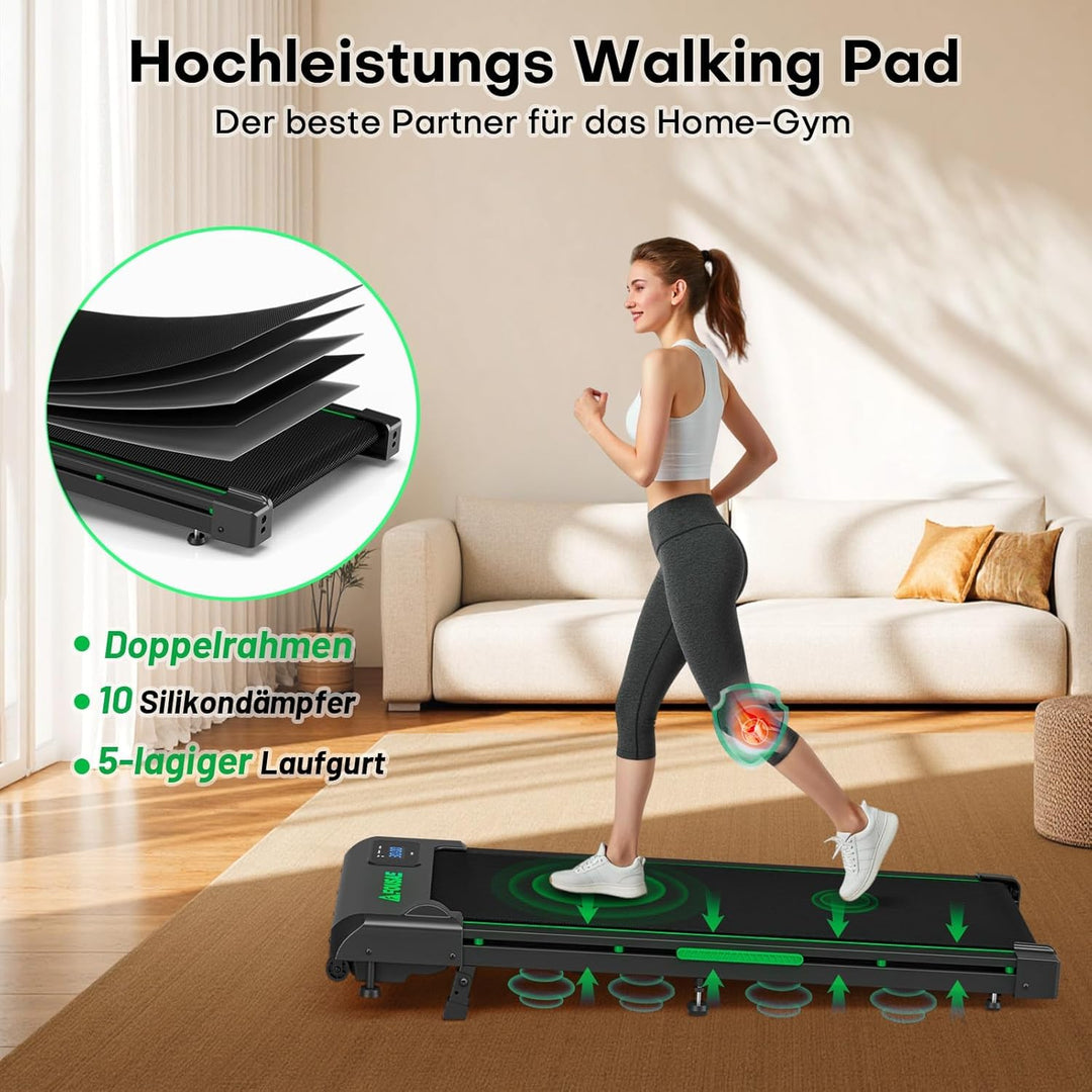 Walking Pad, 1-10 km/h Laufband für Zuhause mit 9% Steigung, 2.5HP Walking Machine mit LED-Anzeige,