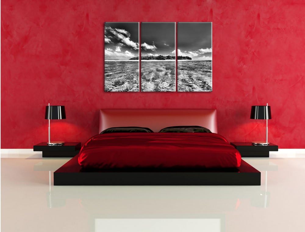 Pixxprint Malediven Traumstrand als Leinwandbild/Grösse: 3 Teilig (120x80 cm) cm/Wandbild/Kunstdruck