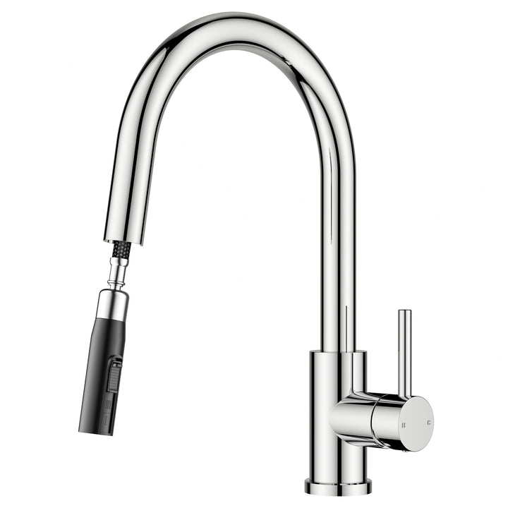 FORIOUS Wasserhahn Küche, Mischbatterie Küche mit Ausziehbar, Hochgebogene Küchenarmatur mit 2 Sprüh