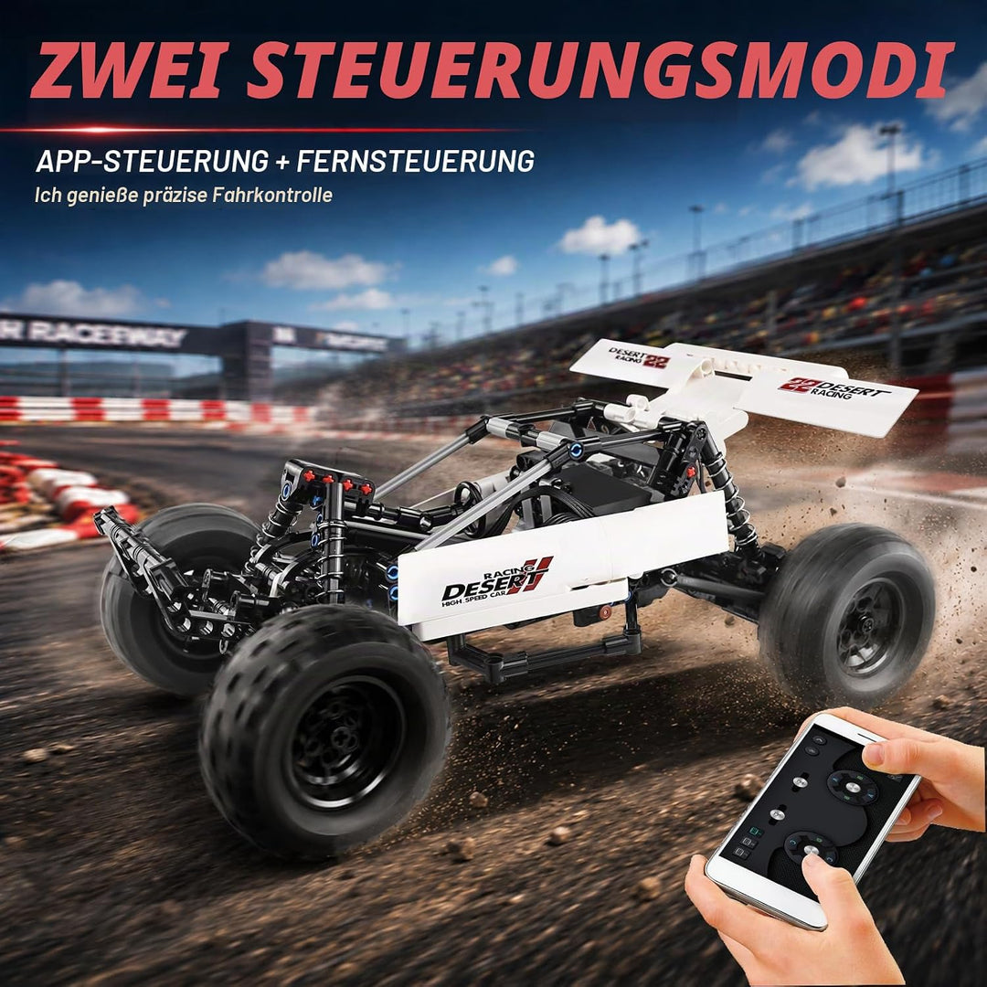 Mould King 18001 Technologie Offroad Rennwagen, 394 Stück Mit 3 Motoren, Modellbaustein Der Mechanis