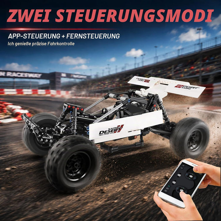 Mould King 18001 Technologie Offroad Rennwagen, 394 Stück Mit 3 Motoren, Modellbaustein Der Mechanis