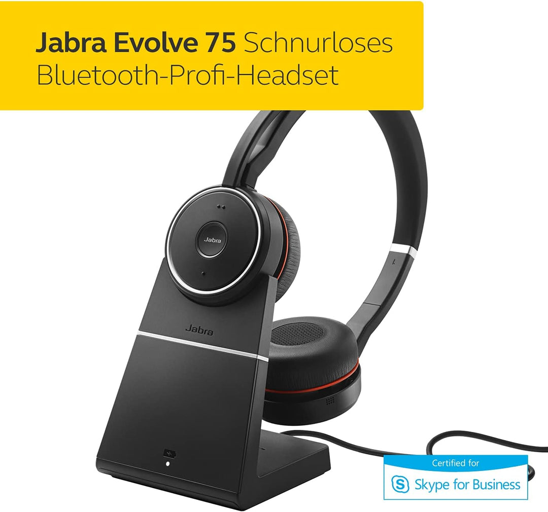 Jabra Evolve 75 MS Duo - Zertifiziert für Skype for Business StereoHeadset inkl. Link 370 - B-Ware J