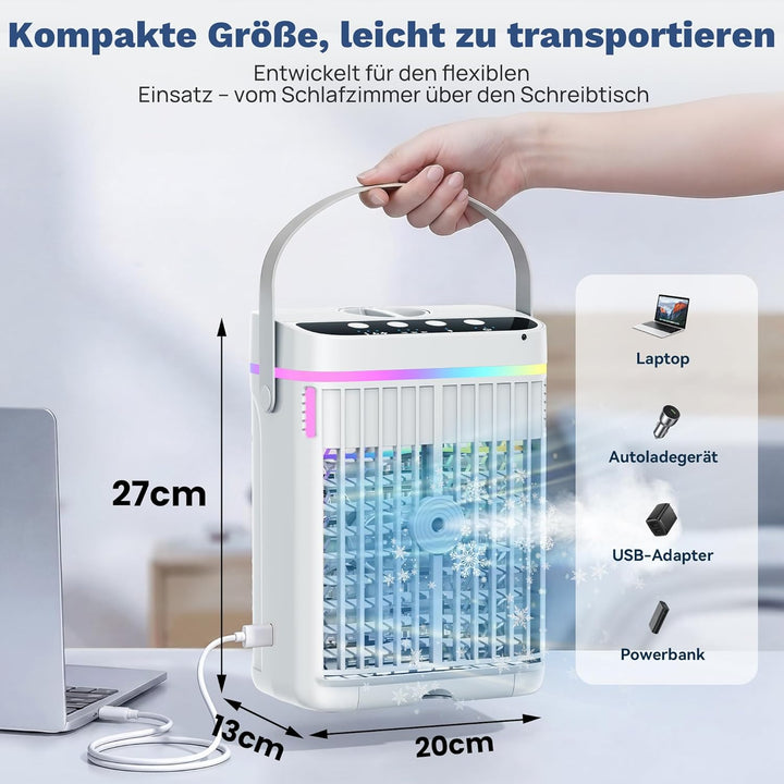 Mobile Klimaanlage 1250 ML, 4 In1 Mini Klimaanlage für Zimmer, Tragbare Mobile Klimagerät mit 1-3 H