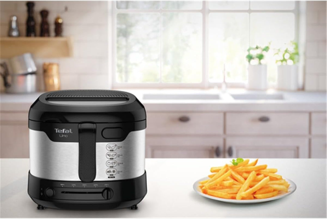 Tefal Uno M Fritteuse FF215D | 1600 Watt | Kapazität: 1 kg | Einstellbares Thermostat | Sichtfenster