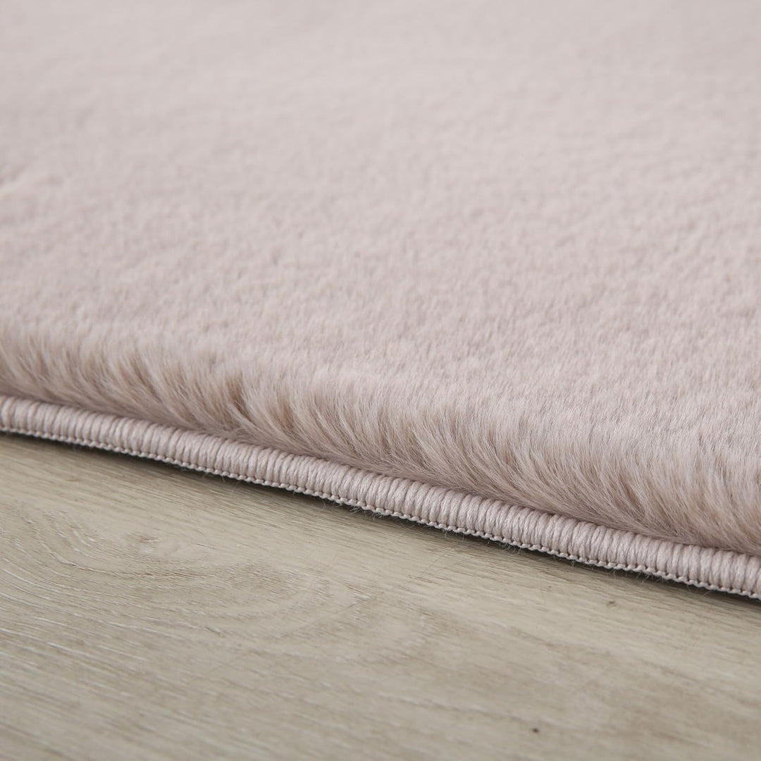 Carpetsale24 Rabbit Hochflor Teppich Läufer 80x150 cm Beige Shaggy Modern Flauschig Weich Fellteppic