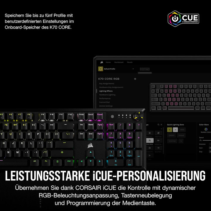 Corsair K70 CORE RGB Mechanische Gaming-Tastatur Mit Handballenauflage - Vorgeschmierte MLX Red Line
