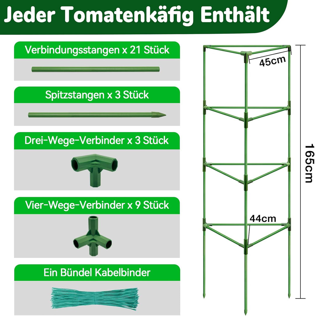 ZeeDix Tomaten Rankhilfe 6 Stück,165cm Stabile Pflanzen Rankhilfe | Höhenverstellbare Rankhilfe für