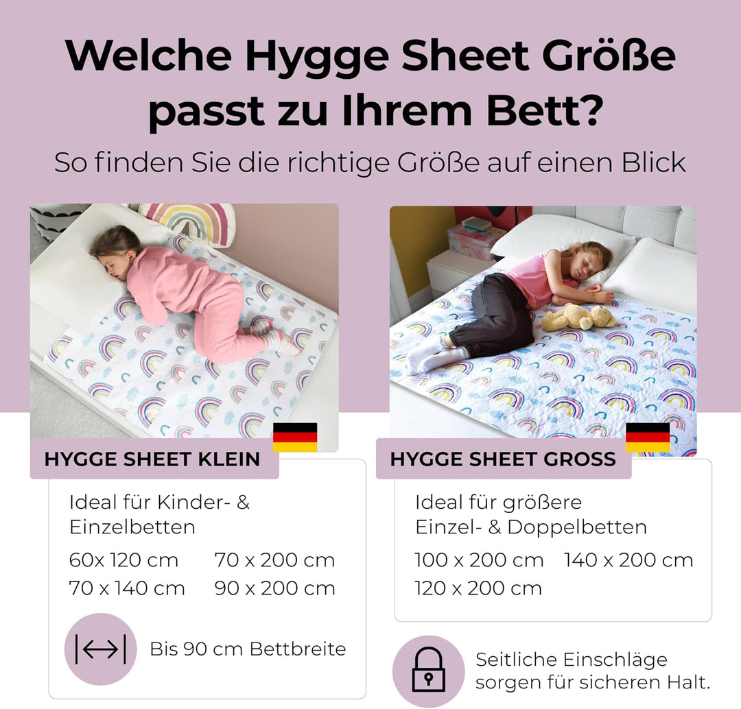 Hygge Sheets® Bettunterlage wasserdicht für Kinder | passend für Baby- & Kinderbett bis 90 cm Breite