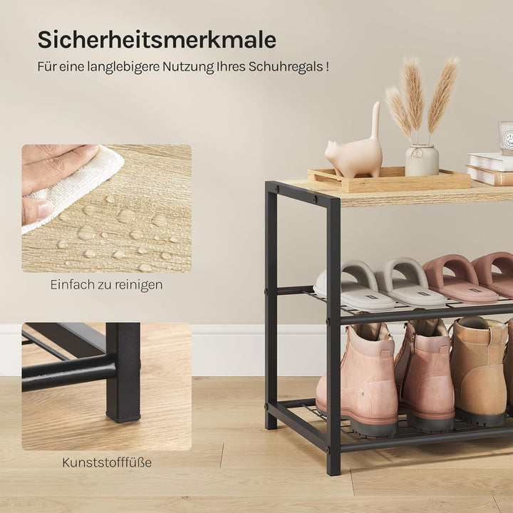 WOLTU Schuhregal mit 2 Ebenen, Schuhständer Metall, Schuhaufbewahrung platzsparend, Schuhorganizer f