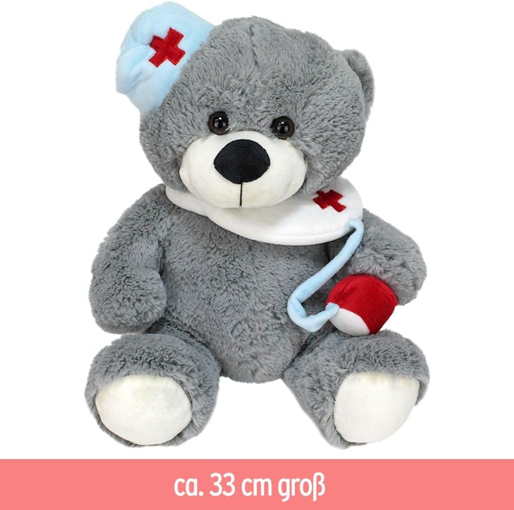 BEMIRO Teddy Arzt Plüschtier Konrad mit Stethoskop - ca. 30 cm, Arzt Teddy, Teddybär, Stethoskop