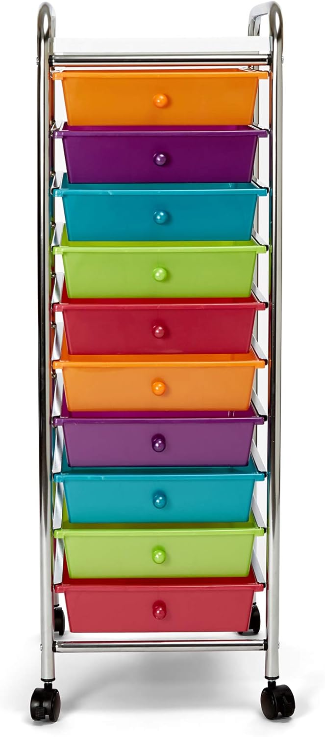 Seville Classics 10 Schubladen Rollwagen 10 Schubladen 39 x 32.5 x 97 cm Mehrfarbig, 10 Schubladen 3