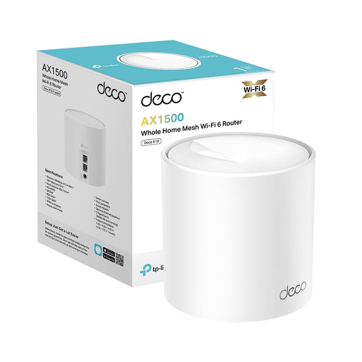 TP-Link Deco X10 Mesh WLAN Set (1 Pack), Wi-Fi 6 AX1500 Dual Band Repeater & Router, 2X Gigabit Port