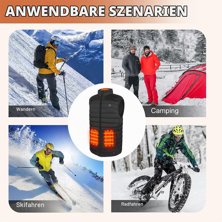 MRAWARM Beheizbare Weste, Heizweste für Herren Damen, 6-Heizzone, 3-Temperatur-Niveau Leichte Beheiz