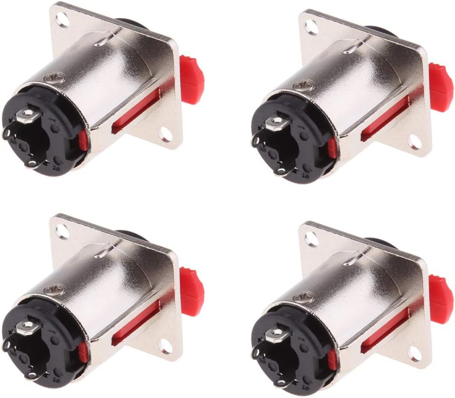 perfk 4 Pieces 6.35mm 1/4inch Instrumenten-Einbaubuchse Klinkenstecker Klinken Buchse aux Audio Adap