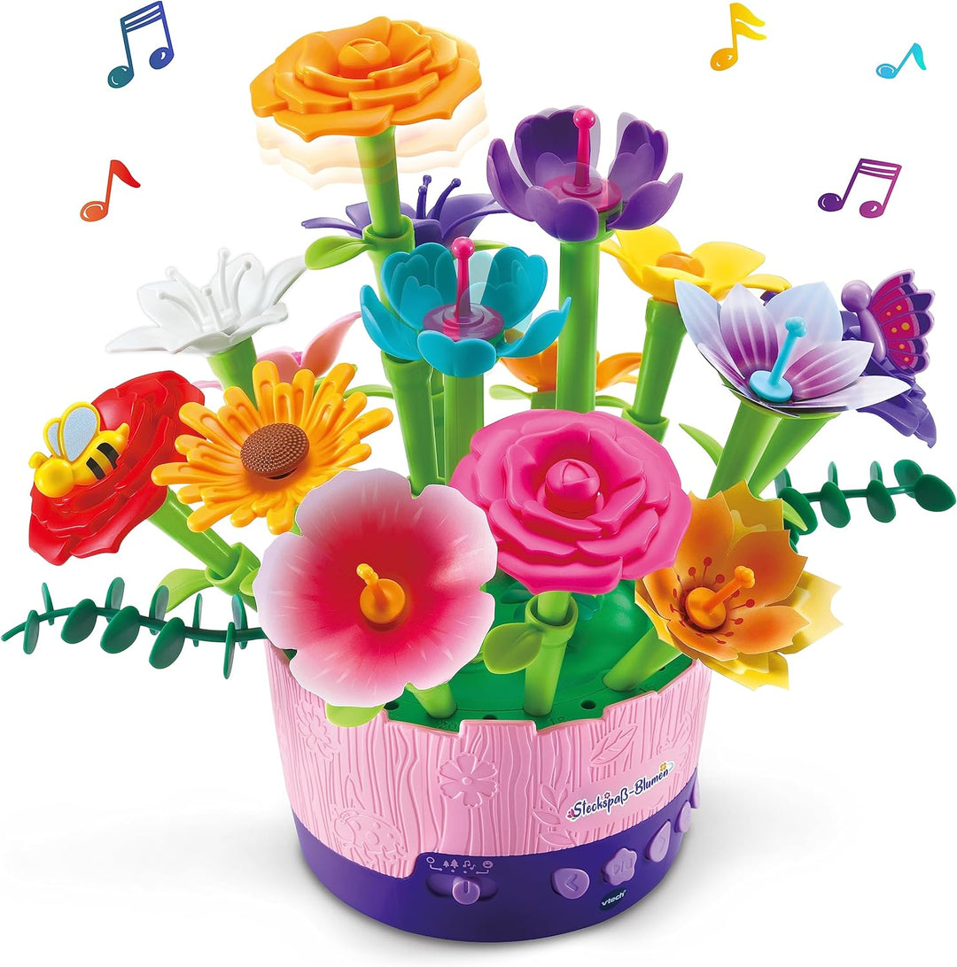 VTech Steckspass-Blumen – Magischer Blumentopf zum Selbstzusammenstecken und Dekorieren mit Musik un