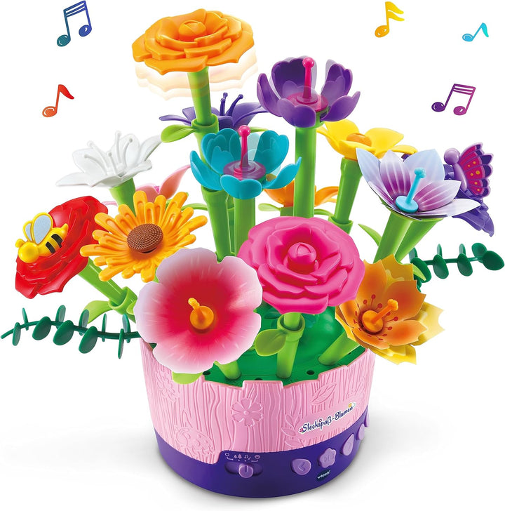 VTech Steckspass-Blumen – Magischer Blumentopf zum Selbstzusammenstecken und Dekorieren mit Musik un