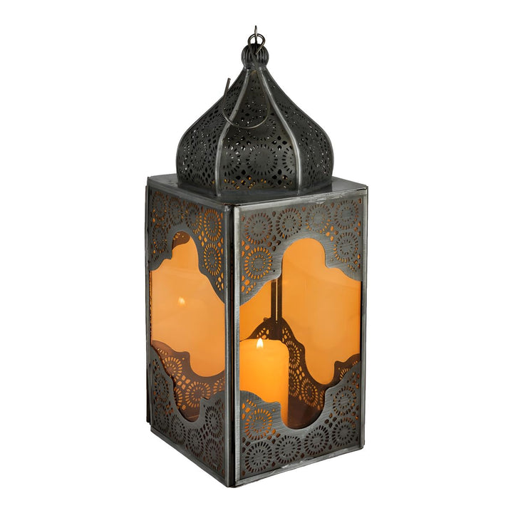 Orientalische Laterne aus Metall &amp; Glas Sarala klein orange 28cm | orientalisches Windlicht | Marokk