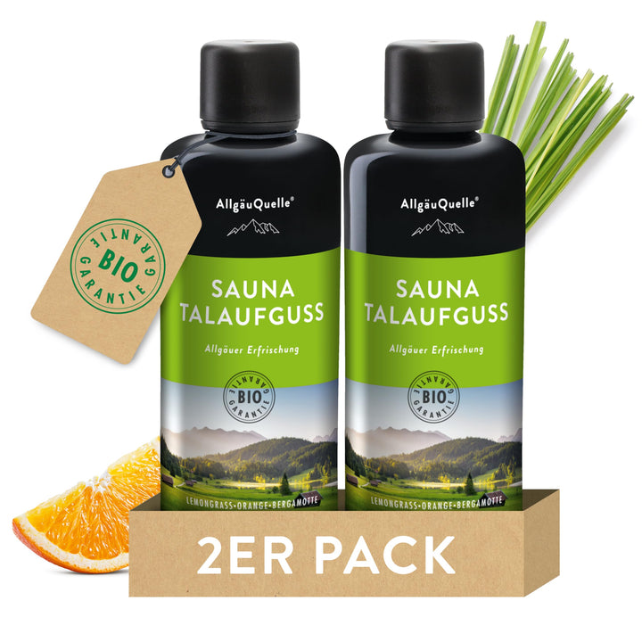 AllgäuQuelle® Saunaaufguss mit 100% Bio Öle Erfrischung (100 ml (2er Pack))