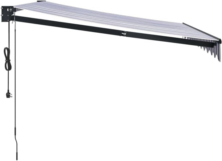 vidaXL Elektrische Markise mit Kurbel Blau und Weiss 3x2,5 m 3 x 2.5 m Blau und Schwarz, 3 x 2.5 m B