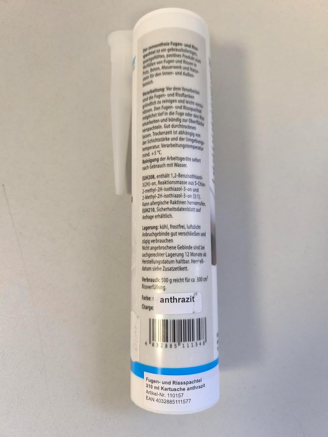 Ruberstein Fugen- und Rissspachtel anthrazit, Karton mit 3 x 310 ml Kartusche, gebrauchsfertig, Mört