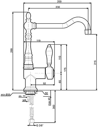SMEG MIR6O-2, Küchenarmatur COLONIALE, Brass