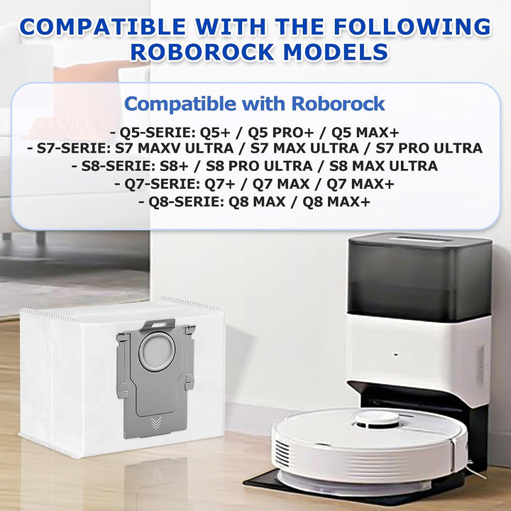 Nuangoo 16 Stück Staubsaugerbeutel, kompatibel für Roborock S7 Max Ultra/S8/Qrevo CurvX/Q7/Q10/Q5 Pr