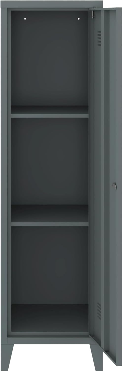 [en.casa] Einzelspind Kurikka Metallspind mit 2 Ablagen 137 x 38 x 38 cm abschliessbar Schliessfachs
