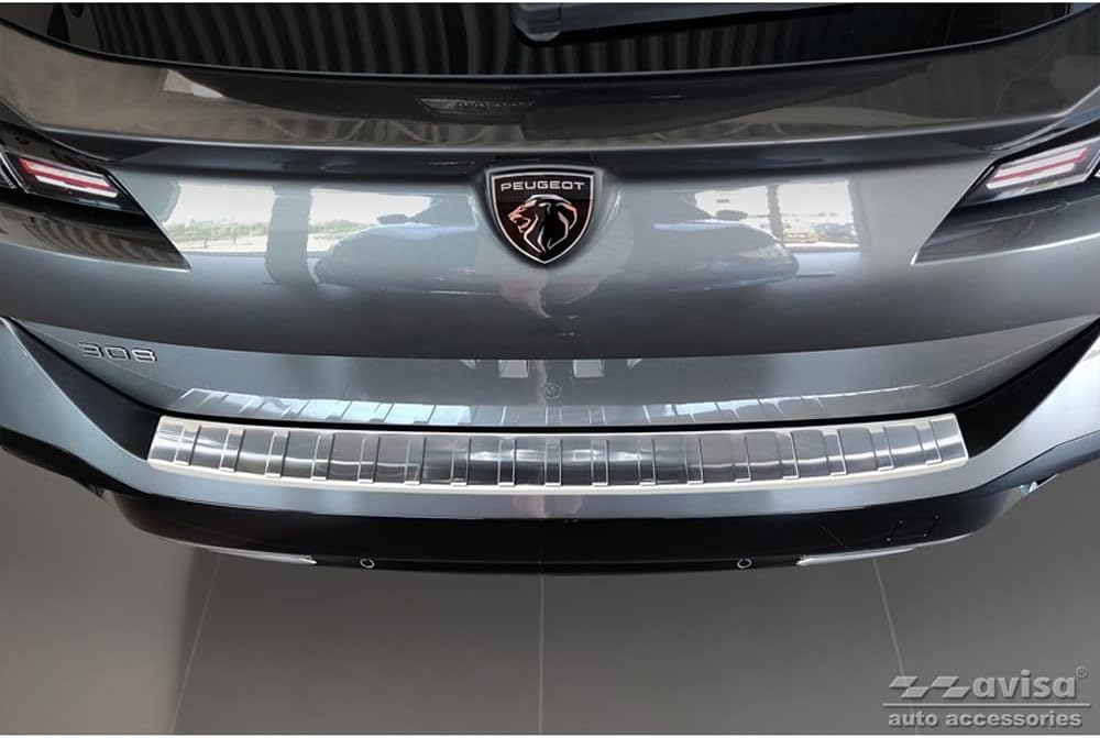 Avisa Edelstahl Heckstossstangenschutz kompatibel mit Peugeot 308 III SW 2021- 'Ribs'