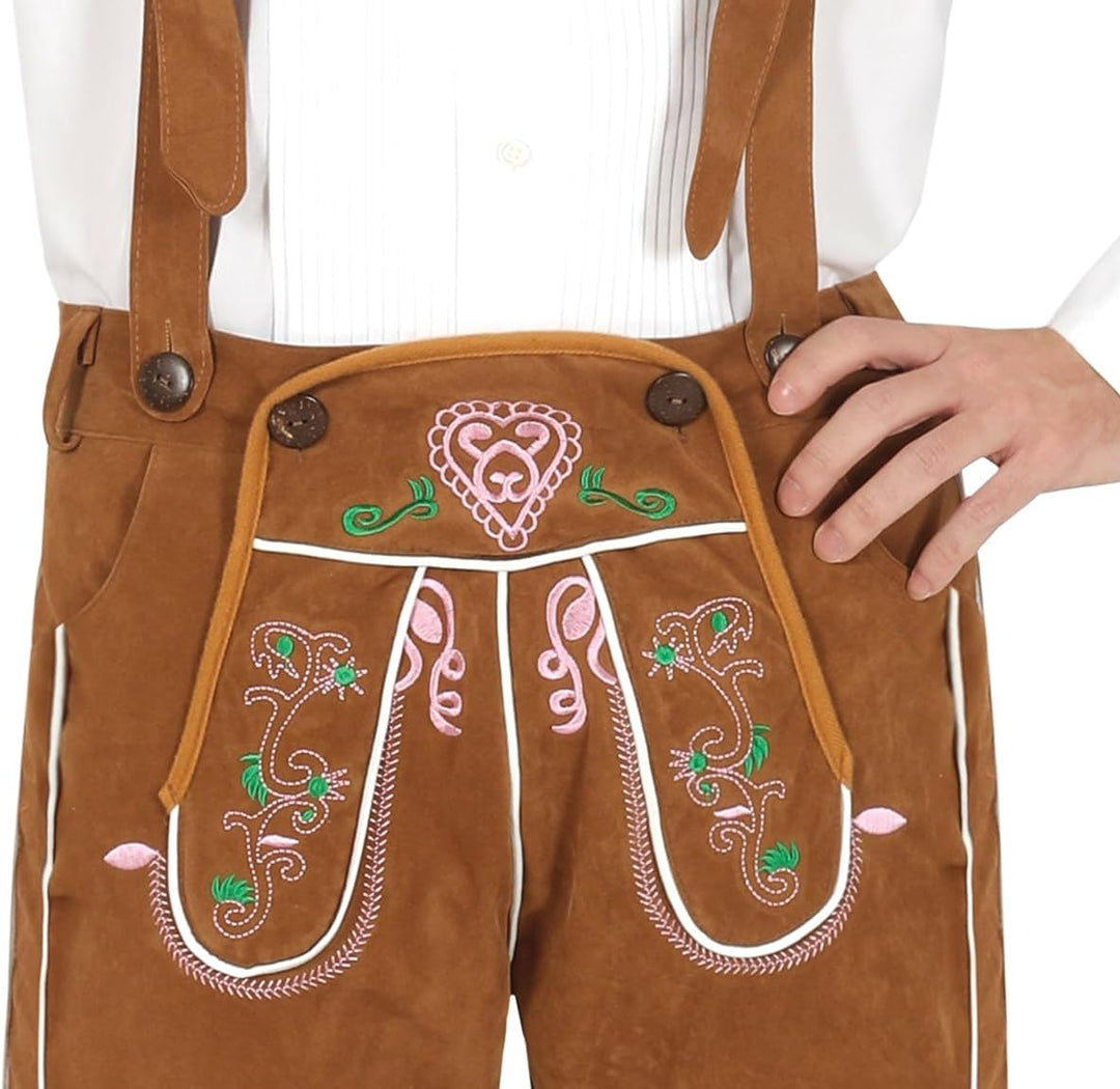 Fiestas Guirca Kostüm Lederhose Herren mit traditionellem Stick - Kostüm Oktoberfest Herren - Tracht