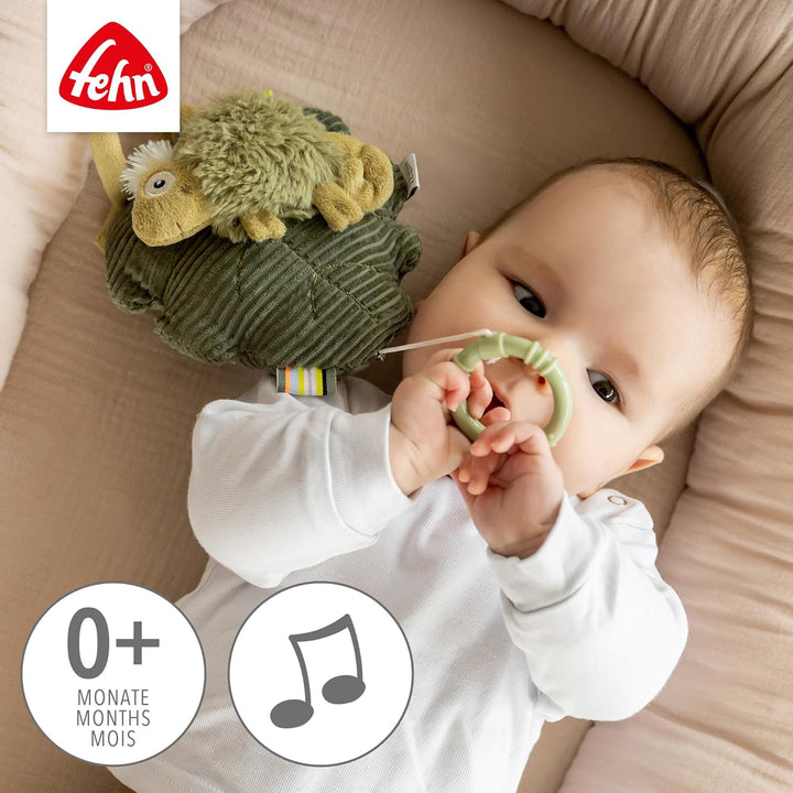Fehn Spieluhr Chamäleon – Kuscheltier & Einschlafhilfe: Aufzieh-Spieluhr mit sanfter Melodie "Mozart