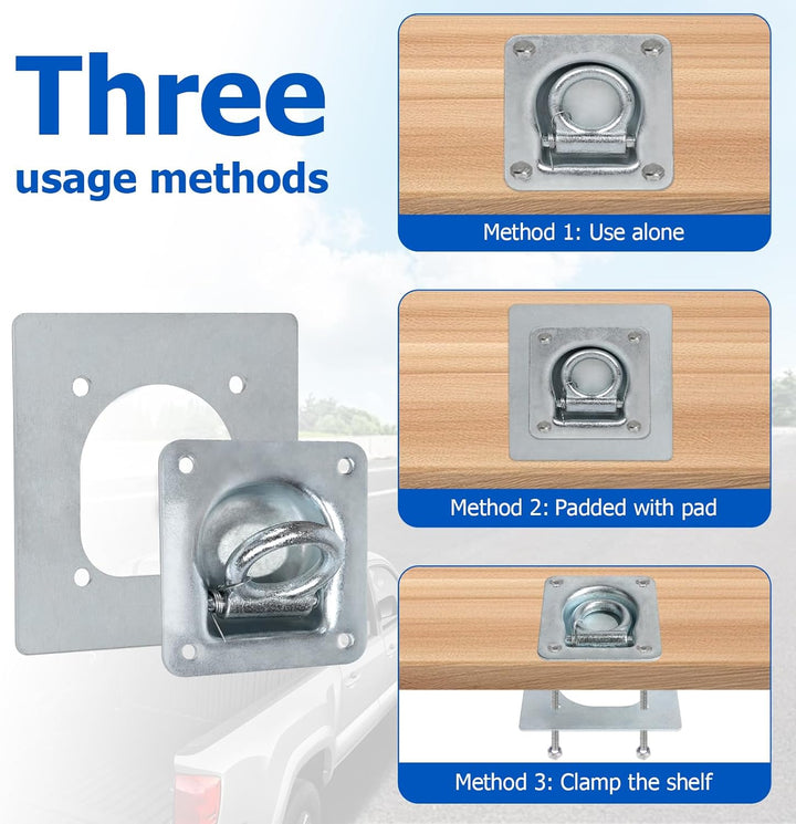 4pcs Zurrösen für Anhänger mit Gegenplatte & Schrauben, Zurrmulden Anhänger Ösen Verzinkte Verzurrös