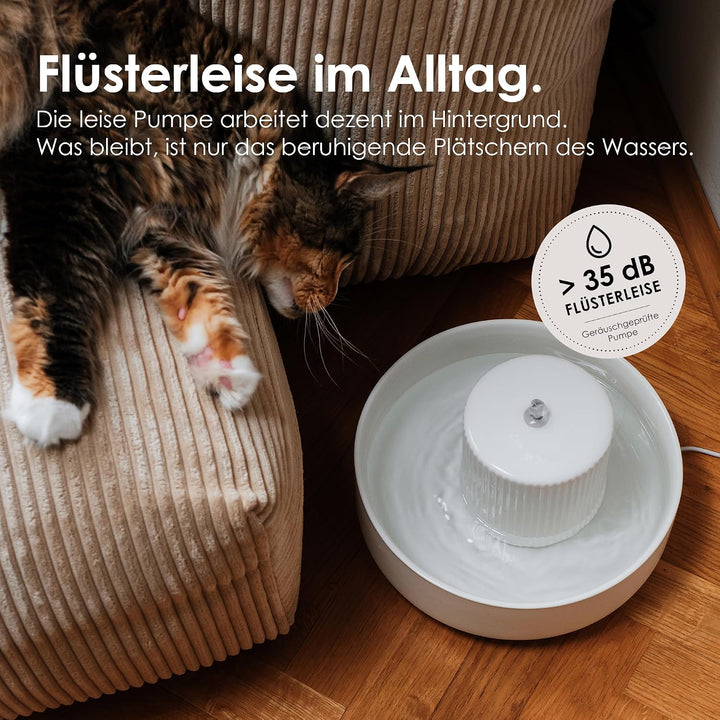 LucyBalu® Trevi Katzenbrunnen aus Keramik I Trinkbrunnen für Katzen 2,8 L I Designerstück Hanna Krüg
