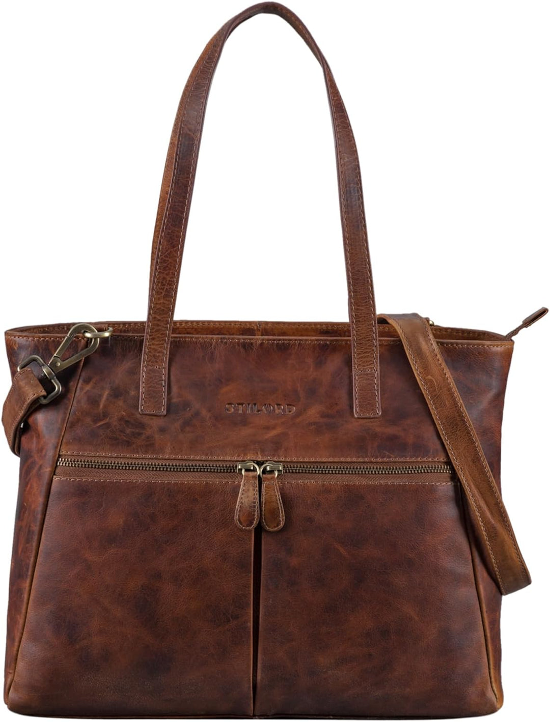 STILORD 'Madeleine' Grosse Umhängetasche Damen Leder Vintage Schultertasche Elegante Businesstasche