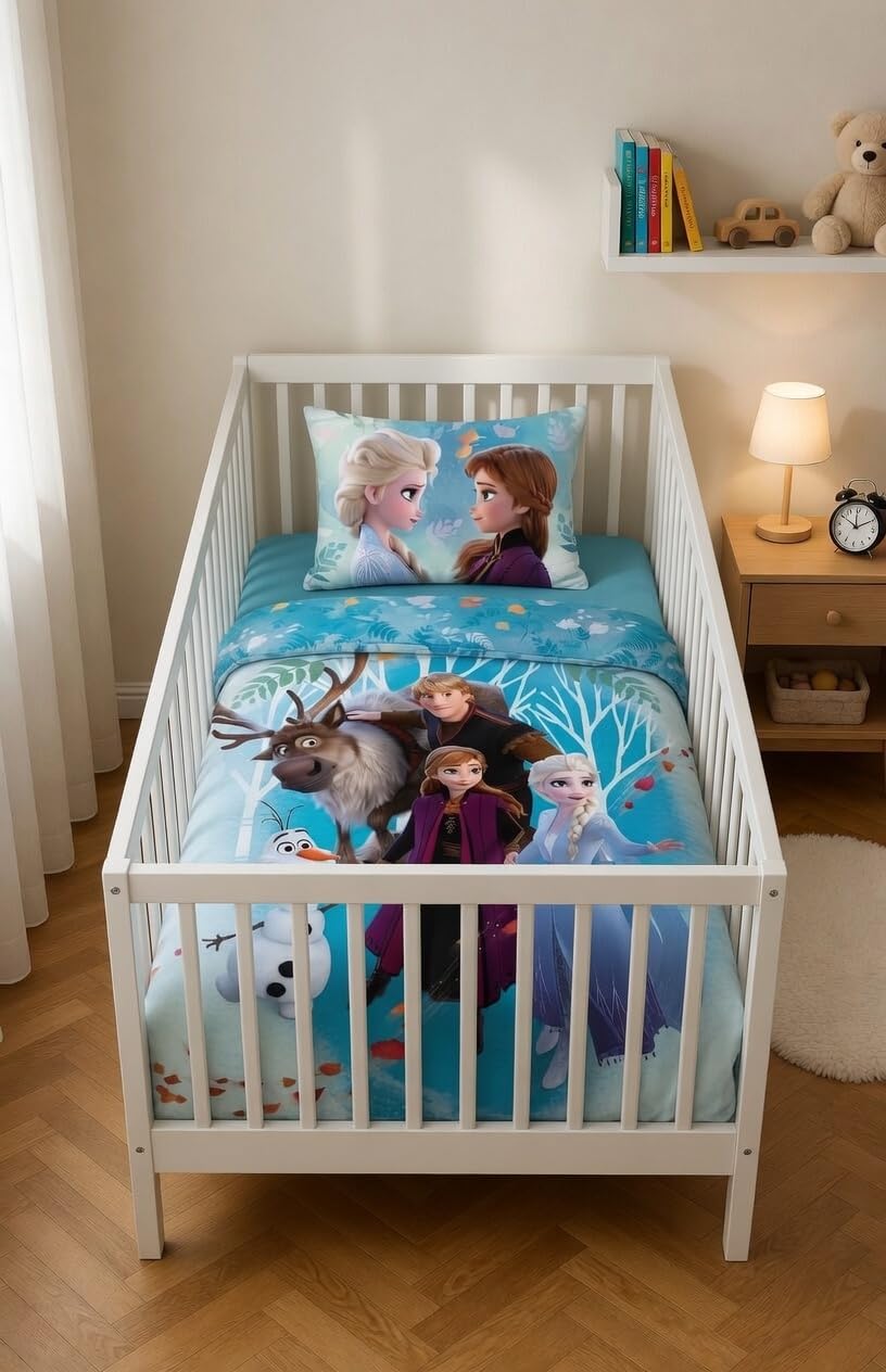 Bettwäsche für Babys, 100% Baumwolle, Elsa & Anna, Bettbezug 100 x 135 cm + Kissenbezug