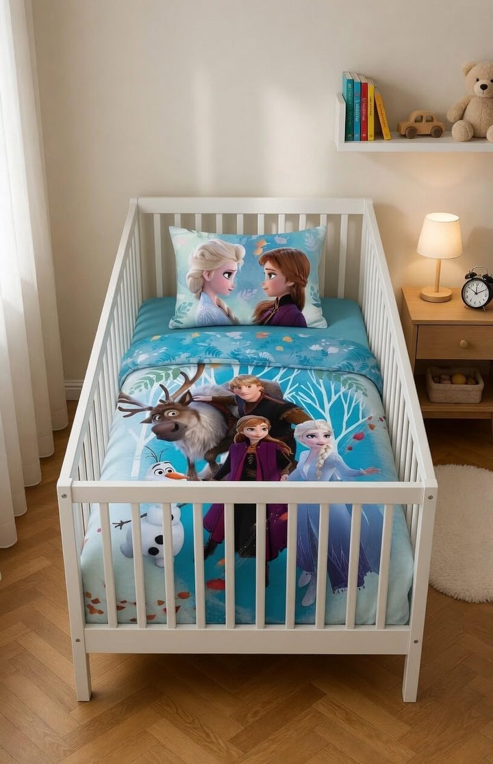 Bettwäsche für Babys, 100% Baumwolle, Elsa & Anna, Bettbezug 100 x 135 cm + Kissenbezug