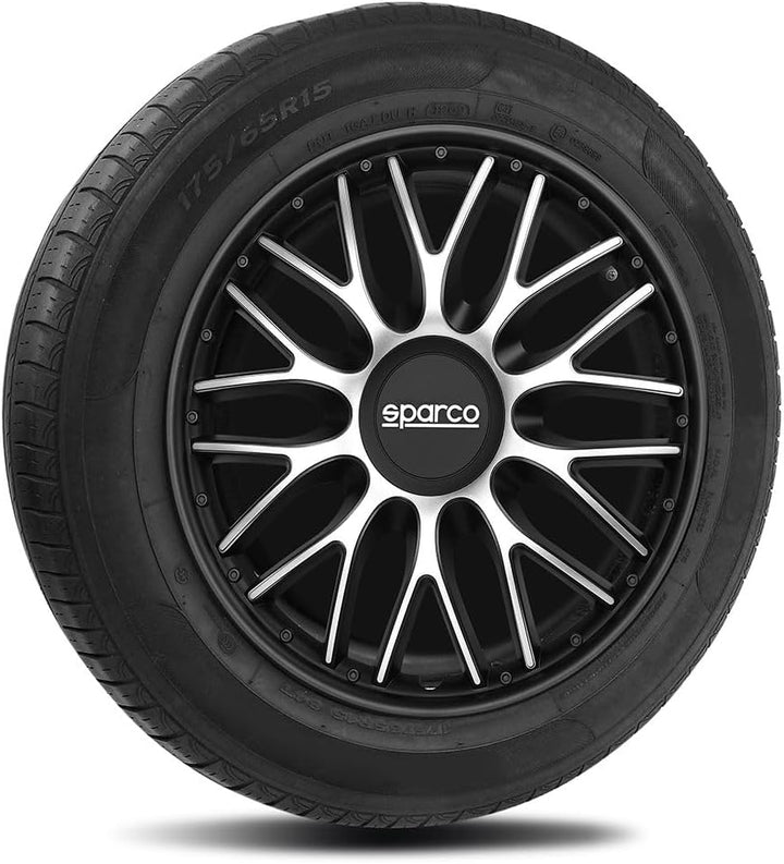 Sparco SPC1696SVBK Set Wheel Covers Roma 16-inch Silver/Black, Pulgadas ROMA 16 zoll SCHWARZ/SILBER,