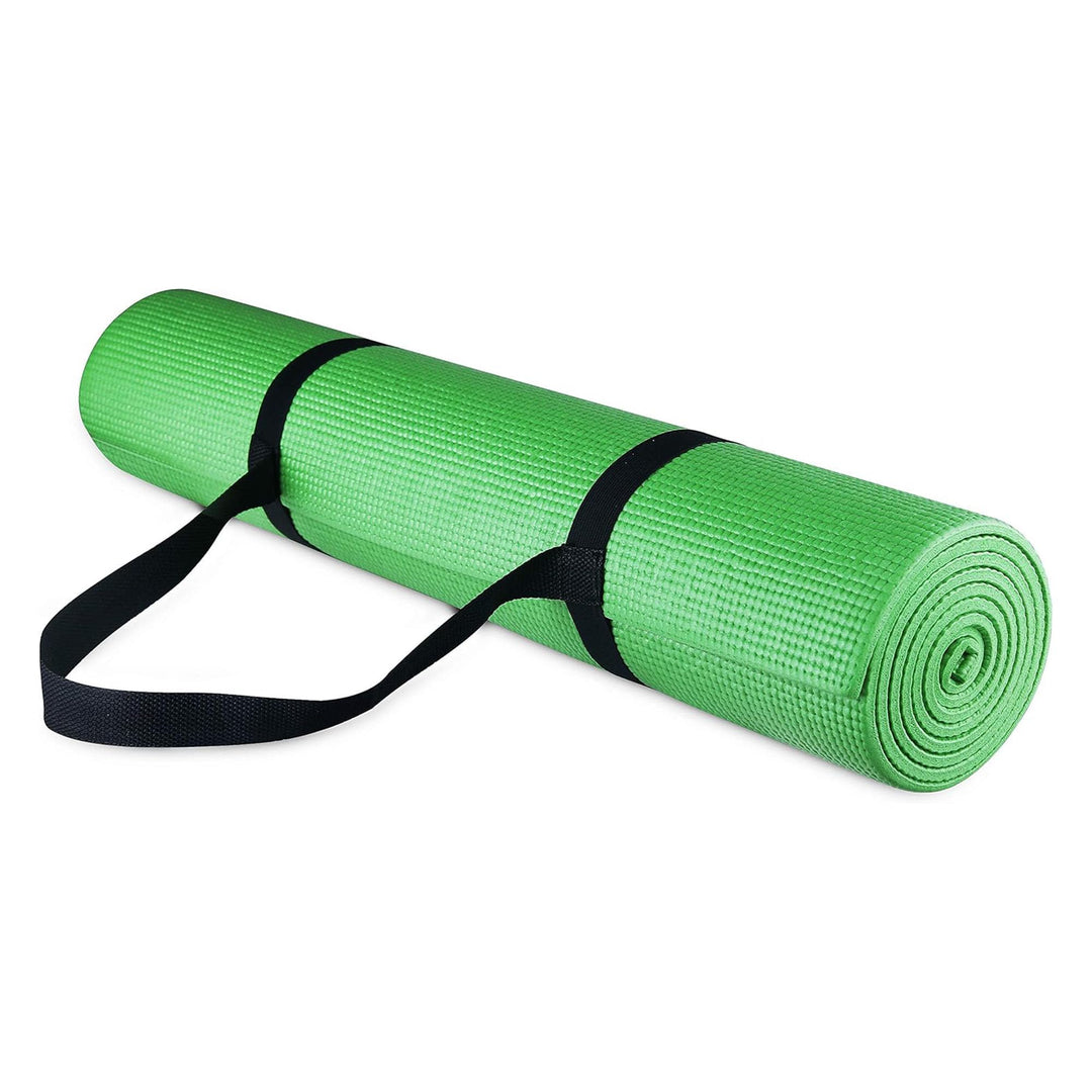 BalanceFrom GoYoga Allzweck-Yogamatte mit hoher Dichte, rutschfest, mit Tragegurt 1/4" grün, 1/4" gr