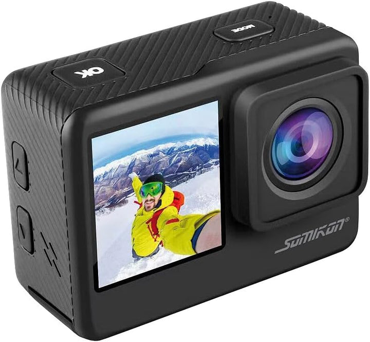 Somikon Action Kamera: 6K-Actioncam mit 2 Farbdisplays, WLAN, Bildstabilisierung, Sony-Sensor (Outdo