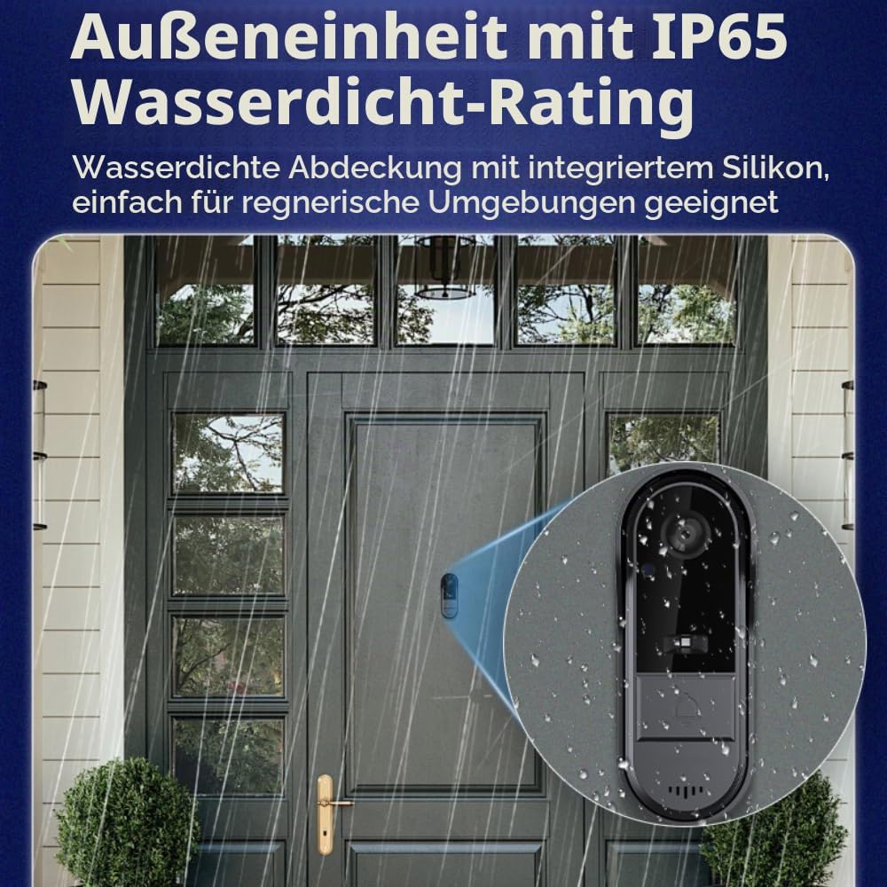 Winnes Kabellose Türklingel mit Kamera, Videotelefon, Bluetooth, mit IPS-Display von 4,3 Zoll, kabel