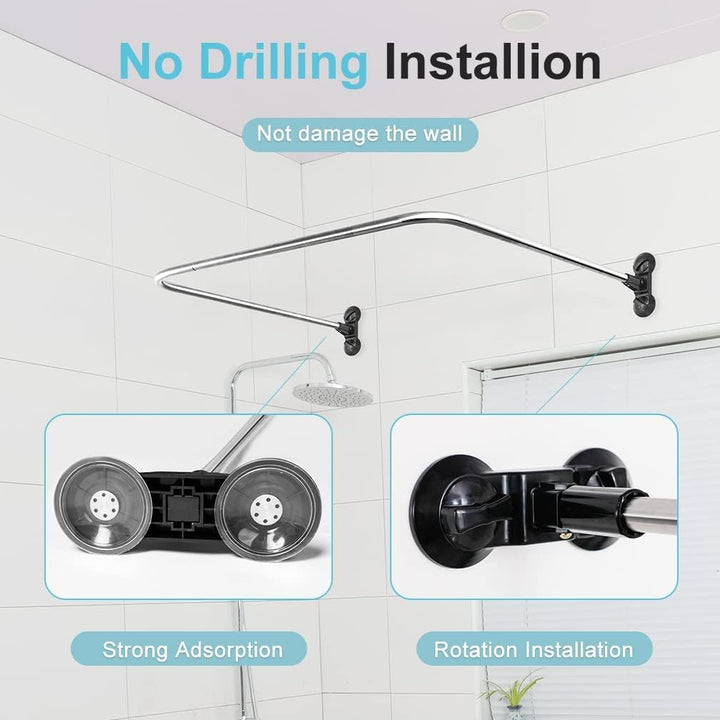 Hershii Duschvorhangstangen U-förmige Vorhangschiene Dusche Badewannenstange Eckgardinenstange Ohne