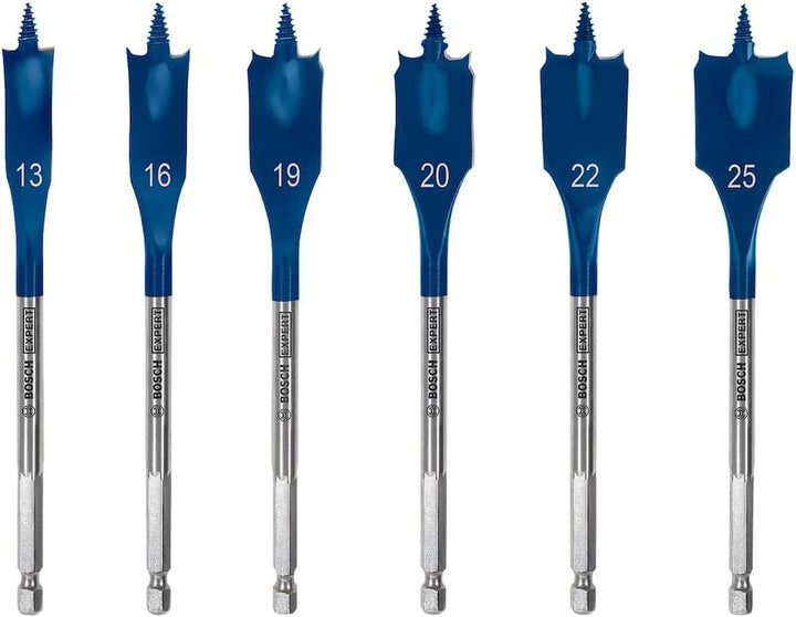 Bosch Accessories 6x Expert SelfCut Speed Flachfräsbohrer Set (für Weichholz, Grobspanplatte, Ø 13-2